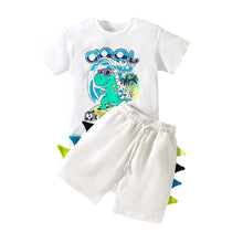 Load image into Gallery viewer, 22001TG-Little maven summer cartoon COOL dinosaur print round neck top + shorts two-piece set