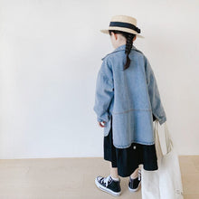 Load image into Gallery viewer, 22063PCW-Autumn parent-child outfit Japanese style loose retro side slit long-sleeved denim jacket