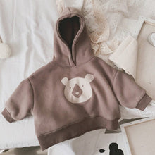 Load image into Gallery viewer, 23D1345SE-Korean children's winter new tops for boys and girls, cute bear prints, thick velvet and warm sweatshirt