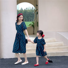 Load image into Gallery viewer, 22B049PCW-High-end polka dot parent-child outfit ins dress French retro internet celebrity long skirt chiffon print skirt mother and daughter outfit
