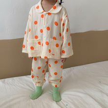 Load image into Gallery viewer, Q90991JG-Children's pajamas boys spring and autumn pure cotton gauze A-type baby long-sleeved thin suit children girls home clothes