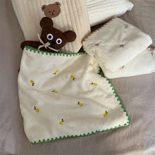 Load image into Gallery viewer, WH92602AC-Cute soft coral fleece towel cartoon embroidered bear strawberry super absorbent face towel no lint face towel