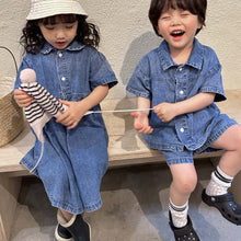 Load image into Gallery viewer, X81399DS-Summer denim suit & dress for siblings