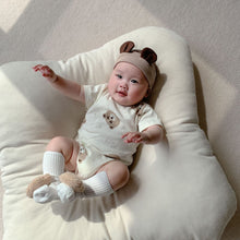 Load image into Gallery viewer, 32306LS-Summer bear full print triangle bodysuit + hat two-piece set