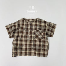 Load image into Gallery viewer, 1206SE-Summer Japanese thin cotton and linen casual retro plaid short-sleeved shirt