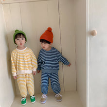 Load image into Gallery viewer, Q90987TG-Children's autumn suits boys sports new spring and autumn girls casual striped baby sweater two-piece suit