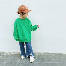 Load image into Gallery viewer, 22061PCW-Autumn parent-child outfit Japanese style ripped split flared denim trousers