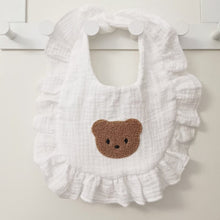 Load image into Gallery viewer, WH81002AC- Korean ins style embroidered bear lace cotton gauze bib for baby bibs to prevent spitting up and absorbent neck wrap