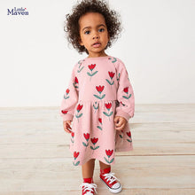 Load image into Gallery viewer, S1627DS-Little maven Girls European and American pure cotton long-sleeved small flower dress