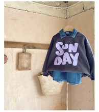 Load image into Gallery viewer, 23D1915PCW- Korean version of children's spring and autumn new parent-child wear Korean style letters loose casual long-sleeved parent-child terry sweater t