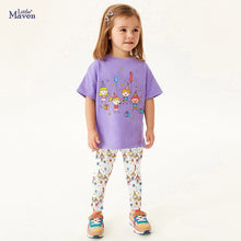 Load image into Gallery viewer, H22035TG-Summer pure cotton children's printed short-sleeved top + trousers two-piece set