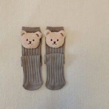 Load image into Gallery viewer, WH81503AC- Korean ins style cute embroidered bear head children's medium and long socks without heels straight tube boys and girls baby warm socks