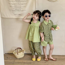 Load image into Gallery viewer, <Taiwan Pavilion> 2022X27TG-Korean version of boys and girls floral short-sleeved shorts two-piece set (A3)