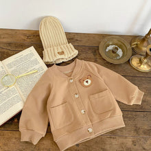 Load image into Gallery viewer, K5281SE-Spring solid color bear double pocket long-sleeved romper & long-sleeved jacket