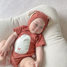 Load image into Gallery viewer, 32320LS-Summer Korean style deer shape short-sleeved bodysuit + hat two-piece set