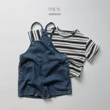 Load image into Gallery viewer, 1127LS-Soft denim ~ Korean children's clothing summer children's denim suspender shorts boys and girls adjustable jumpsuit
