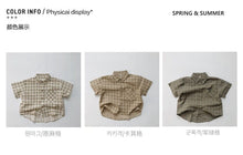 Load image into Gallery viewer, 1133SE-Korean ramie plaid shirt summer Korean children's plaid shirt short sleeves boys and girls casual thin cardigan half sleeves