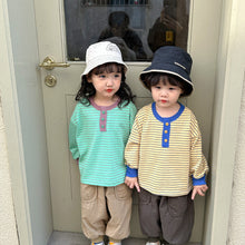 Load image into Gallery viewer, C81305SE- Spring Thin Striped Button-down Collar Long Sleeve T-shirt