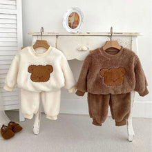 Load image into Gallery viewer, H10055LS-Cute bear pullover thick warm top trousers set & climbing suit