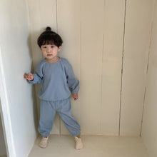 Load image into Gallery viewer, D91015TG-Korean children's clothing children's spring and autumn sports suit waffle boys and girls baby sweatshirt sweatpants solid color two-piece set