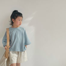Load image into Gallery viewer, BB2112PCW-Summer Japanese-style brushed angled short-sleeved parent-child top