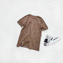 Load image into Gallery viewer, 22123PCW- Spring and summer Korean loose long stitching slit dress parent-child outfit