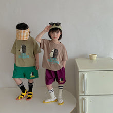 Load image into Gallery viewer, X90269TG-Children's summer suit girls sports 2022 new pure cotton little boy cartoon casual baby short-sleeved two-piece suit