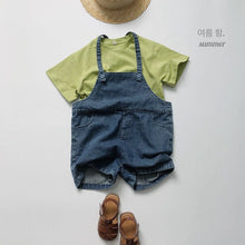 Load image into Gallery viewer, 1127LS-Soft denim ~ Korean children's clothing summer children's denim suspender shorts boys and girls adjustable jumpsuit