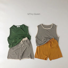 Load image into Gallery viewer, KY75TG-Summer Korean style thin ice silk striped vest + striped shorts two-piece set