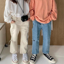Load image into Gallery viewer, 23D1098PA-Autumn Korean style personalized washed and ripped straight jeans