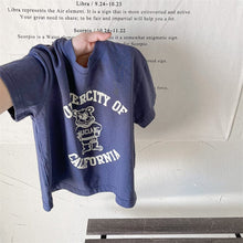 Load image into Gallery viewer, 122255SE-Summer children's Korean style bear print linen cotton short-sleeved top