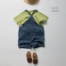 Load image into Gallery viewer, 1127LS-Soft denim ~ Korean children's clothing summer children's denim suspender shorts boys and girls adjustable jumpsuit
