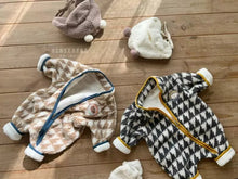 Load image into Gallery viewer, 3682LS-Winter Korean Plush Houndstooth Zipper Long Sleeve Climbing Suit (without hat)