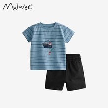 Load image into Gallery viewer, 9539TG-Summer striped top + elastic waist pants casual two-piece suit