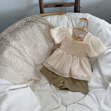 Load image into Gallery viewer, 2220402TG-Summer Korean version of children's short top + solid color shorts two-piece set