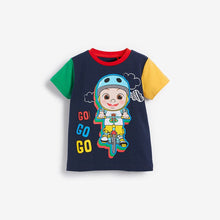Load image into Gallery viewer, 53038SE-Little maven summer cartoon boy print color matching sleeves pure cotton short-sleeved top