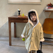 Load image into Gallery viewer, D90763SE-Autumn and winter plus velvet thickened mid-length spliced lamb fur hooded windbreaker jacket