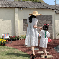 Load image into Gallery viewer, 22B038PCW-New summer parent-child outfit fairy wear white long loose slimming net celebrity stylish mother and daughter outfit