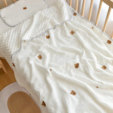 Load image into Gallery viewer, AC2011-Newborn Beanie Blanket Baby Pure Cotton Gauze Comfort Blanket Shell Edge Crepe Embroidery Children's Small Blanket Four Seasons
