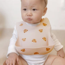 Load image into Gallery viewer, WH81507AC-Korean ins style many little bear baby soft silicone bibs for boys and girls to eat with complementary food three-dimensional rice receiving pocket