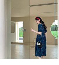 Load image into Gallery viewer, 22B049PCW-High-end polka dot parent-child outfit ins dress French retro internet celebrity long skirt chiffon print skirt mother and daughter outfit