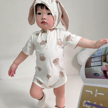 Load image into Gallery viewer, 32313LS-Summer Korean version of bunny full print bodysuit + hat two-piece set