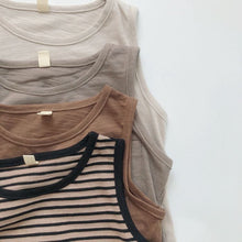 Load image into Gallery viewer, 1052SE-Korean summer children's sleeveless vest soft bamboo cotton solid color stripes thin boys and girls wear stylish vest