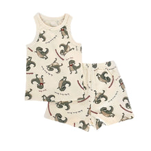 將圖片載入圖庫檢視器 2320JG-夏裝棉質滿印吊帶背心家居上衣+短褲兩件套