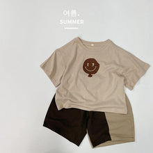 Load image into Gallery viewer, 1201SE-Summer Korean soft cotton smiley face print round neck short-sleeved top