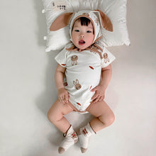 Load image into Gallery viewer, 32312LS-Summer Korean version of rabbit carrot print bodysuit + hat two-piece set