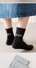 Load image into Gallery viewer, WH0307AC- Spring and Autumn Thin Big Kids Baby Letter Middle Socks (4 in a Set)