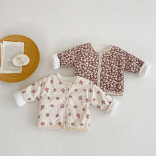 Load image into Gallery viewer, 65029SE-Autumn and winter cotton-padded jacket, thickened long-sleeved lace floral long-sleeved open fir coat