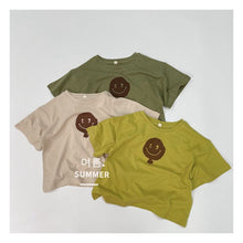 Load image into Gallery viewer, 1201SE-Summer Korean soft cotton smiley face print round neck short-sleeved top
