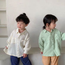 Load image into Gallery viewer, Q90377SE-Children's white shirt pure cotton gauze 2022 new spring and autumn Korean version boys and girls long-sleeved shirt baby top